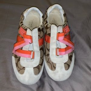 Coach Juli Tan w/ Orange n Pink Strap Sneaker size 9M